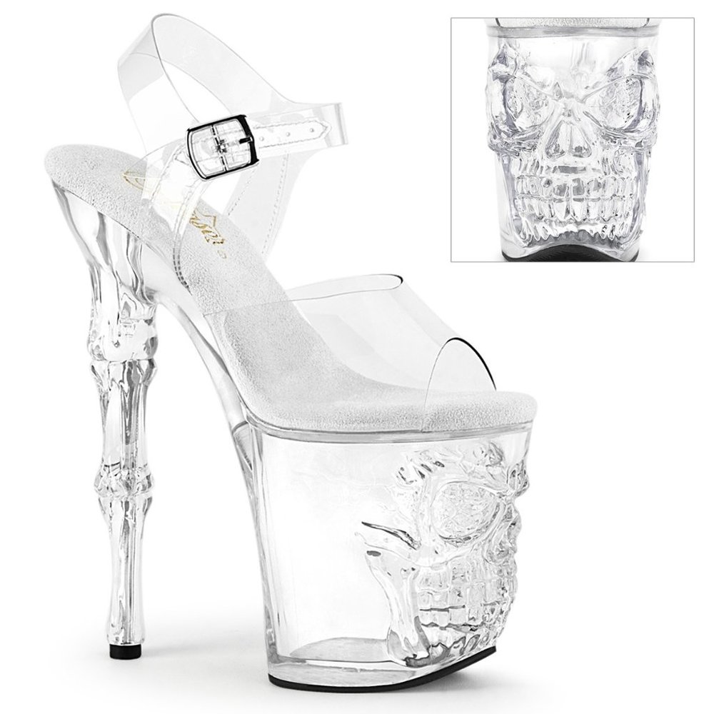 Pleaser Rapture 808 Clear Skull Platform Heels